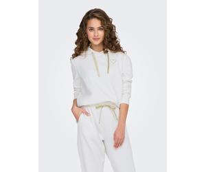 Kapuzensweatshirt ONLY "ONLNOLI L/S HEART HOOD SWT NOOS", Damen, Gr. XS, cloud dancer detail:gold strings, heart emb, Sweatware, Obermaterial: 60% Baumwolle, 40% Polyester, unifarben, regular fit norm