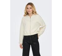 Kapuzensweatshirt ONLY "ONLSCARLETT LS ELASTIC ZIP HOOD SWT NOOS", Damen, Gr. L, birch, Sweatware, Obermaterial: 60% Polyester, 40% Viskose, unifarben, regular fit normal, Rundhals, elastischer Bund,