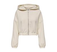 Kapuzensweatshirt ONLY "ONLSCARLETT LS ELASTIC ZIP HOOD SWT NOOS", Damen, Gr. M, birch, Sweatware, Obermaterial: 60% Polyester, 40% Viskose, unifarben, regular fit normal, Rundhals, elastischer Bund,