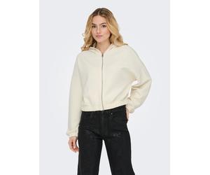 Kapuzensweatshirt ONLY "ONLSCARLETT LS ELASTIC ZIP HOOD SWT NOOS", Damen, Gr. M, birch, Sweatware, Obermaterial: 60% Polyester, 40% Viskose, unifarben, regular fit normal, Rundhals, elastischer Bund,