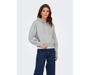 Kapuzensweatshirt ONLY "ONLSWEAT LIFE L/S HOODIE CROPPED SWT", Damen, Gr. M, light grau melange, Sweatware, Obermaterial: 60% Baumwolle, 40% Polyester, unifarben, loose fit normal, Rundhals, Sweatshir