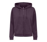 Kapuzensweatshirt ONLY PLAY "ONPLOUNGE LIFE HOOD FZ LS SWT NOOS", Damen, Gr. S, plum perfect, Sweatware, Obermaterial: 80% Polyester, 15% Viskose, 5% Elasthan, unifarben, regular fit normal, ohne Auss