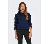 Kapuzensweatshirt ONLY PLAY "ONPLOUNGE LS HOOD SWEAT - NOOS", Damen, Gr. S, blau (maritime blau), Sweatware, Obermaterial: 80% Polyester, 15% Viskose, 5% Elasthan, unifarben, regular fit normal, Rundh