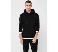 Kapuzensweatshirt ONLY & SONS "CERES LIFE HOODIE SWEAT", Herren, Gr. L, schwarz, Obermaterial: 65% Baumwolle, 35% Polyester, unifarben, normal normal, Rundhals, Bündchen, Sweatshirts (40910643-L) schw