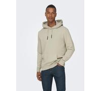 Kapuzensweatshirt ONLY & SONS "ONSCERES HOODIE SWEAT NOOS", Herren, Gr. L, beige (silber lining), angeraute Sweatware, Obermaterial: 65% Baumwolle, 35% Polyester, unifarben, regular fit normal, Rundha