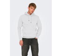 Kapuzensweatshirt ONLY & SONS "ONSCERES HOODIE SWEAT NOOS", Herren, Gr. L, grau (super light grau melange), angeraute Sweatware, Obermaterial: 57% Baumwolle, 43% Polyester, meliert, unifarben, regular