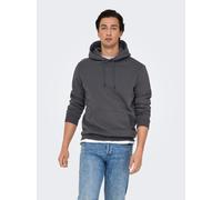 Kapuzensweatshirt ONLY & SONS "ONSCERES HOODIE SWEAT NOOS", Herren, Gr. S, grau (grau pinstripe), angeraute Sweatware, Obermaterial: 57% Baumwolle, 43% Polyester, unifarben, regular fit normal, Rundha