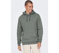 Kapuzensweatshirt ONLY & SONS "ONSCERES HOODIE SWEAT NOOS", Herren, Gr. XXL, grau (castor gray), angeraute Sweatware, Obermaterial: 65% Baumwolle, 35% Polyester, unifarben, regular fit normal, Rundhal