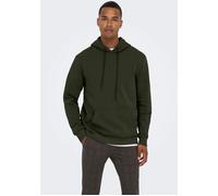 Kapuzensweatshirt ONLY & SONS "ONSCERES HOODIE SWEAT NOOS", Herren, Gr. XXL, grün (rosin), angeraute Sweatware, Obermaterial: 65% Baumwolle, 35% Polyester, unifarben, regular fit normal, Rundhals, Rip