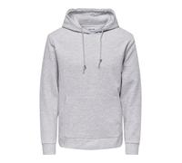 Kapuzensweatshirt ONLY & SONS "ONSCHASE REG HOOD SWEAT OTL", Herren, Gr. L, light grau melange, angeraute Sweatware, Obermaterial: 52% Baumwolle, 48% Polyester, meliert, regular fit normal, ohne Aussc