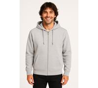 Kapuzensweatshirt ONLY & SONS "ONSCHASE REG ZIP HOOD OTL", Herren, Gr. L, grau (light grau melange), angeraute Sweatware, Obermaterial: 52% Baumwolle, 48% Polyester, meliert, regular fit, Rippbündchen
