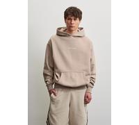 Kapuzensweatshirt PEGADOR "COLNE LOGO OVERSIZED HOODIE", Herren, Gr. M, beige (washed warm taupe cream), Sweatware, Obermaterial: 80% Baumwolle, 20% Polyester, bedruckt, oversize normal, Rundhals, Rip