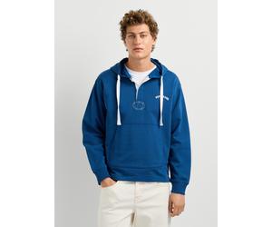 Kapuzensweatshirt PEPE JEANS "JOHN HOODIE", Herren, Gr. M, blau (ink blau), Sweatware, Obermaterial: 100% Baumwolle, unifarben, hüftbedeckend, Rippbündchen, Sweatshirts, mit Knopfleiste, Baumwoll-Qual