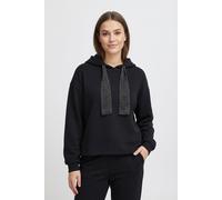 Kapuzensweatshirt PIECES "PCCHILLI LS GLITTER HOODIE NOOS BC", Damen, Gr. XL, schwarz (schwarz detail:wide lurex), Sweatware, Obermaterial: 50% Baumwolle, 50% Polyester, unifarben, regular fit normal,