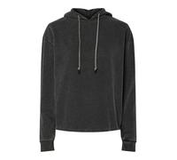 Kapuzensweatshirt PIECES "PCCHILLI LS WASHED SWEAT HOODIE NOOS BC", Damen, Gr. M, schwarz (schwarz detail:washed), Sweatware, Obermaterial: 50% Baumwolle, 50% Polyester, unifarben, regular fit normal,