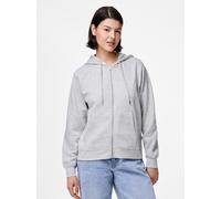 Kapuzensweatshirt PIECES "PCCHILLI LS ZIP HOODIE NOOS BC", Damen, Gr. XS, grau (light grau melange), Sweatware, Obermaterial: 50% Baumwolle, 50% Polyester, unifarben, regular fit normal, ohne Ausschni