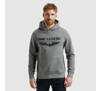 Kapuzensweatshirt PME LEGEND "Hooded soft terry with logo", Herren, Gr. 3XL, grau (grau melee), Sweatware, Obermaterial: 80% Baumwolle, 20% Polyester, bestickt, regular fit taillenbedeckt, Rippbündche