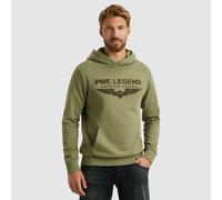 Kapuzensweatshirt PME LEGEND "Hooded soft terry with logo", Herren, Gr. L, grün (oil grün), Sweatware, Obermaterial: 80% Baumwolle, 20% Polyester, regular fit taillenbedeckt, Bündchen, Sweatshirts, mi