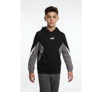 Hoodie PUMA "Essentials Colourblocked Hoodie Jungen", Kinder, Gr. 128, schwarz, Obermaterial: 66% Baumwolle, 34% Polyester. Kapuzenfutter: 100% Baumwolle. Rippe: 97% Baumwolle, 3% Elasthan. Seitentasc