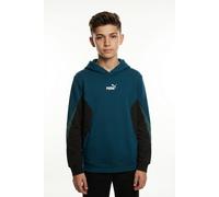 Kapuzensweatshirt PUMA "ESS BLOCK HOODIE FL B", Jungen, Gr. 176, blau (midnight petrol), Fleece, Obermaterial: 66% Baumwolle, 34% Polyester. Kapuzenfutter: 100% Baumwolle, regular fit normal, angesetz