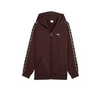 Kapuzensweatshirt PUMA "ESS ELEVATED TAPE RELAXED FULL-ZIP HOODIE FL", Herren, Gr. XXL, braun (chocolate fondue), Fleece, Obermaterial: 66% Baumwolle, 34% Polyester, bedruckt, relaxed fit normal, ange