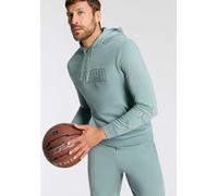 Kapuzensweatshirt PUMA "ESS LOGO LAB EXECUTION HOODIE TR", Herren, Gr. M, grün (grün moon), Sweatware, Obermaterial: 68% Baumwolle, 32% Polyester, bedruckt, regular fit normal, Sweatshirts (52171903-M