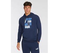 Kapuzensweatshirt PUMA "ESS+ LOGO LAB HOODIE TR", Herren, Gr. M, blau (club navy), Sweatware, Obermaterial: 68% Baumwolle, 32% Polyester, bedruckt, regular fit normal, Sweatshirts (74660256-M) club na