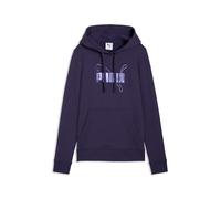 Kapuzensweatshirt PUMA "ESS LOGO LAB METALLIC HOODIE TR", Damen, Gr. XL, lila (deep plum), Sweatware, Obermaterial: 68% Baumwolle, 32% Polyester, bedruckt, regular fit normal, angesetztes Bündchen, Sw