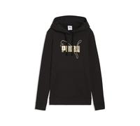 Kapuzensweatshirt PUMA "ESS LOGO LAB METALLIC HOODIE TR", Damen, Gr. XL, puma schwarz, Sweatware, Obermaterial: 68% Baumwolle, 32% Polyester, bedruckt, regular fit normal, angesetztes Bündchen, Sweats