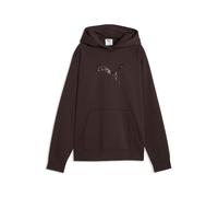 Kapuzensweatshirt PUMA "ESS SEQUINS STANDARD HOODIE FL", Damen, Gr. S, braun (chocolate fondue), Fleece, Obermaterial: 66% Baumwolle, 34% Polyester, unifarben, normal, angesetztes Bündchen, Sweatshirt
