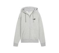 Kapuzensweatshirt PUMA "ESS SMALL NO 1 LOGO COMFORT FULL-ZIP HOODIE FL", Damen, Gr. XS, grau (light gray heather), Fleece, Obermaterial: 66% Baumwolle, 34% Polyester, unifarben, comfort fit normal, an
