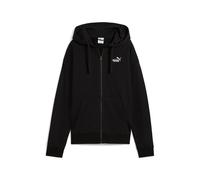 Kapuzensweatshirt PUMA "ESS SMALL NO 1 LOGO COMFORT FULL-ZIP HOODIE TR", Damen, Gr. XL, puma schwarz, Sweatware, Obermaterial: 68% Baumwolle, 32% Polyester, unifarben, comfort fit normal, angesetztes
