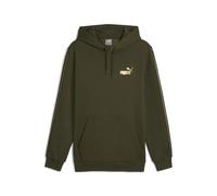 Kapuzensweatshirt PUMA "ESS TAPE MINIMAL GOLD HOODIE FL", Herren, Gr. M, grün (schwarz olive), Fleece, Obermaterial: 66% Baumwolle, 34% Polyester, unifarben, regular fit normal, Sweatshirts (89530351-