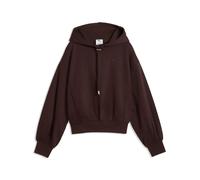 Kapuzensweatshirt PUMA "HER RELAXED HOODIE FL", Damen, Gr. S, chocolate fondue, Fleece, Obermaterial: 68% Baumwolle, 32% Polyester, unifarben, relaxed fit normal, angesetztes Bündchen, Sweatshirts, mi
