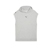 Kapuzensweatshirt PUMA "M GRAPHIC FRENCH TERRY SLEEVELESS HOODIE", Herren, Gr. XXL, grau (light gray heather), Sweatware, Obermaterial: 70% Baumwolle, 30% Polyester, regular fit normal, Rundhals, ange