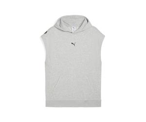 Kapuzensweatshirt PUMA "M GRAPHIC FRENCH TERRY SLEEVELESS HOODIE", Herren, Gr. XXL, grau (light gray heather), Sweatware, Obermaterial: 70% Baumwolle, 30% Polyester, regular fit normal, Rundhals, ange