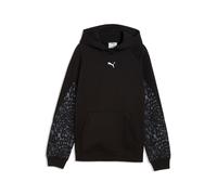 Kapuzensweatshirt PUMA "SPORT ANIMAL HOODIE FL G", Mädchen, Gr. 128, schwarz (puma schwarz), Fleece, Obermaterial: 68% Baumwolle, 32% Polyester, bedruckt, regular fit normal, angesetztes Bündchen, Swe