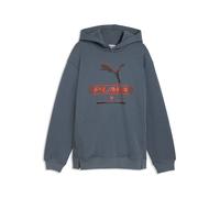 Kapuzensweatshirt PUMA "STREET RELAXED HOODIE FL B", Jungen, Gr. 152, blau (evening blau), Fleece, Obermaterial: 66% Baumwolle, 34% Polyester, bedruckt, relaxed fit normal, angesetztes Bündchen, Sweat