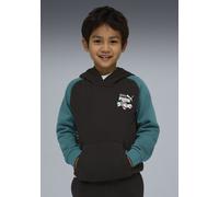 Kapuzensweatshirt PUMA "SUPER HOODIE TR PS", Mädchen, Gr. 98, puma schwarz, Sweatware, Obermaterial: 68% Baumwolle, 32% Polyester, bedruckt, regular fit normal, angesetztes Bündchen, Sweatshirts, für