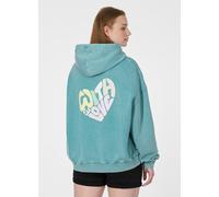 Kapuzensweatshirt RAGWEAR "GERMMA PP", Damen, Gr. M, teal grün, Sweatware, Obermaterial: 100% Baumwolle, bedruckt, normal, Rundhals, Sweatshirts, Oversized mit Kängurutasche, Kapuze und Herz-Rückenpri
