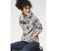 Kapuzensweatshirt RAGWEAR "GRIPY FLOWERS O", Damen, Gr. XXL, weiß, Sweatware, Obermaterial: 90% Baumwolle, 10% Polyester, bedruckt, geblümt, gemustert, kontrastfarbene Details, mehrfarbig, figurumspie