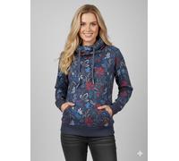 Kapuzensweatshirt RAGWEAR "GRIPY FLOWERS O" Gr. XS, blau (navy), Sweatshirts, Damen, XS, Sweatware, Obermaterial: 70% Baumwolle, 30% Polyester, bedruckt, Baumwollmischung, Schalkragen, Kapuze (1560980