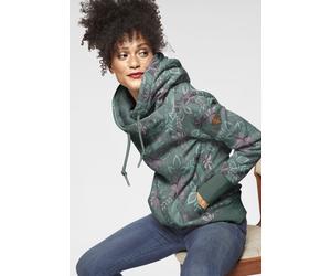 Kapuzensweatshirt RAGWEAR "GRIPY FLOWERS O" Gr. XXL, grün, Sweatshirts, Damen, XXL, Sweatware, Obermaterial: 70% Baumwolle, 30% Polyester, bedruckt, geblümt, gemustert, kontrastfarbene Details, mehrfa