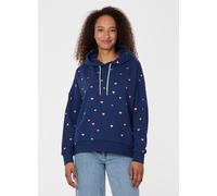 Kapuzensweatshirt RAGWEAR "PIRITA HEARTS", Damen, Gr. L, night blau, Sweatware, Obermaterial: 70% Baumwolle, 30% Polyester, bedruckt, normal, Rundhals, Sweatshirts, mit seitlichen Eingrifftaschen und