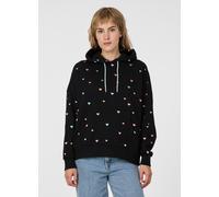 Kapuzensweatshirt RAGWEAR "PIRITA HEARTS", Damen, Gr. M, schwarz, Sweatware, Obermaterial: 70% Baumwolle, 30% Polyester, bedruckt, normal, Rundhals, Sweatshirts, mit seitlichen Eingrifftaschen und bun