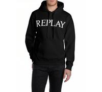Kapuzensweatshirt REPLAY, Herren, Gr. L, schwarz, Sweatware, Obermaterial: 80% Baumwolle, 20% Polyester, bedruckt, angesetztes Bündchen, Sweatshirts, mit großem Markenprint vorn (56140404-L) schwarz