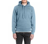 Kapuzensweatshirt REPLAY, Herren, Gr. XL, blau (steel blau), Sweatware, Obermaterial: 80% Baumwolle, 20% Polyester, unifarben, regular fit normal, Rundhals, angesetztes Bündchen, Sweatshirts Kapuzensw