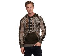 1/2 Zip Kontrast Grobstrick Kapuzen-Pullover XL