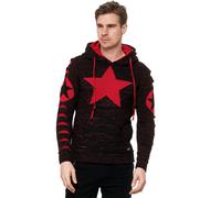 Kapuzensweatshirt RUSTY NEAL, Herren, Gr. XL, schwarz (schwarz, rot), 70% Polyacryl, 30% Baumwolle, mehrfarbig, normal, ohne Ausschnitt, Sweatshirts, mit großem Stern-Design (37751026-XL) schwarz, rot