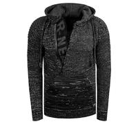 Kapuzensweatshirt RUSTY NEAL "Knitwear", Herren, Gr. L, schwarz, 70% Polyacryl, 30% Baumwolle, unifarben, normal, ohne Ausschnitt, Sweatshirts, mit praktischem Reißverschluss (39732200-L) schwarz